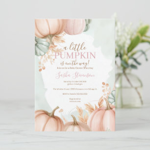 Fall pumpkin watercolor baby shower invitation