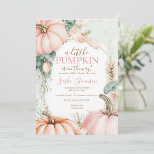 Fall pumpkin watercolor baby shower invitation