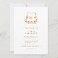 Fall Pumpkin Watercolor Coquette Bows Baby Shower
