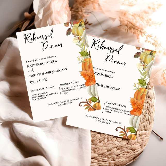 Fall Pumpkin Wedding Rehearsal dinner Invitation (Creator Uploaded)
