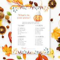 Fall pumpkin. Whats in your purse baby shower game
