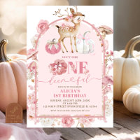Fall Pumpkin White and Pink Onedeerful Birthday