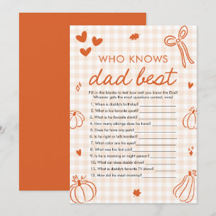 Fall Pumpkin Who Knows Dad Best Baby Shower Game Invitation