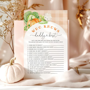 Fall pumpkin Who knows daddy best baby shower game