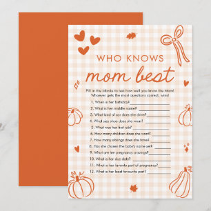 Fall Pumpkin Who Knows Mum Best Baby Shower Game Invitation