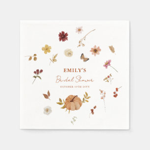 Fall Pumpkin Wildflower Bridal Shower Napkin