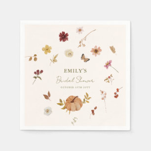 Fall Pumpkin Wildflower Bridal Shower Napkin