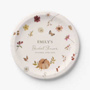 Fall Pumpkin Wildflower Bridal Shower Paper Plate