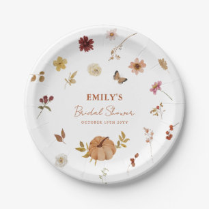 Fall Pumpkin Wildflower Bridal Shower Paper Plate