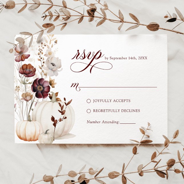 Fall Pumpkin Wildflower Wedding RSVP (Creator Uploaded)