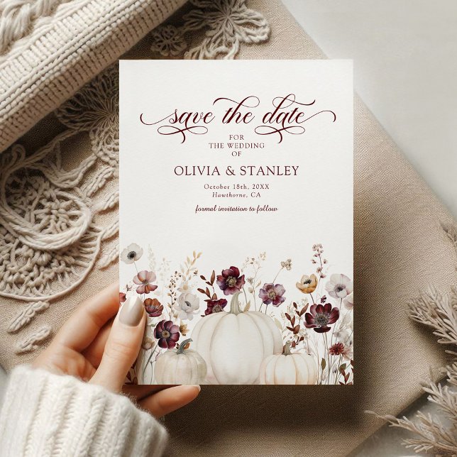 Fall Pumpkin Wildflowers Wedding Save the Date (Creator Uploaded)