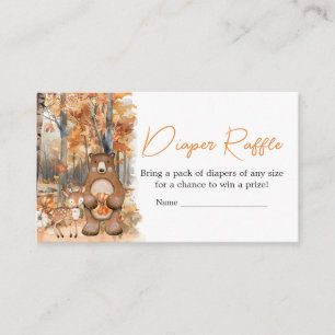 Fall Pumpkin Woodland Animals Baby Diaper Raffle Enclosure Card
