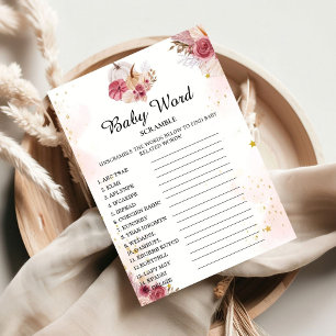 Fall Pumpkin Word Scramble Baby Shower Game Card