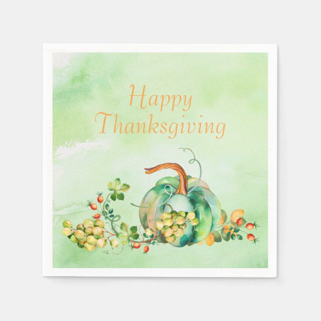 Fall Pumpkins and Berries Paper Napkin (Front)