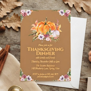 Fall Pumpkins And Foliage Thanksgiving Invitation