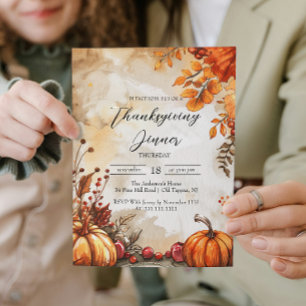 Fall pumpkins and Hues Thanksgiving Invitation