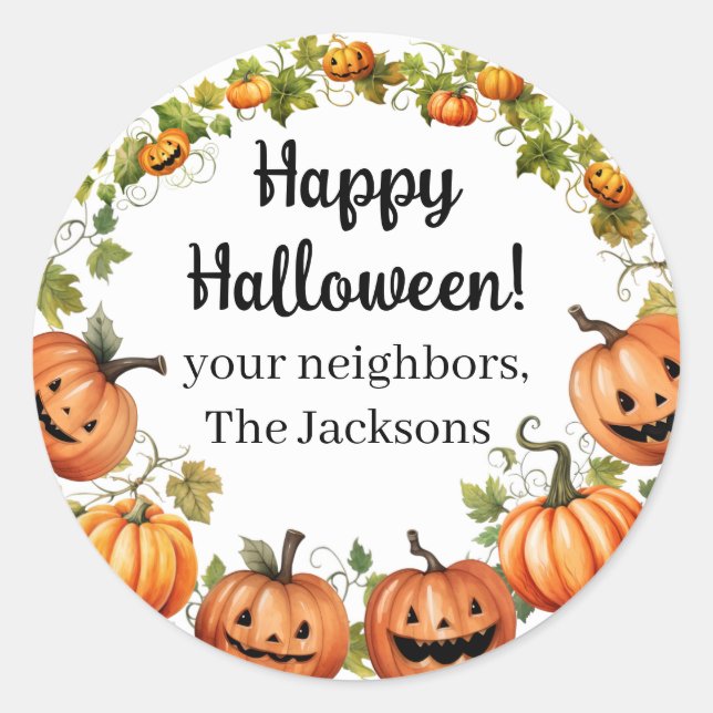 Fall pumpkins and Jack-o-lantern Stickers (Front)