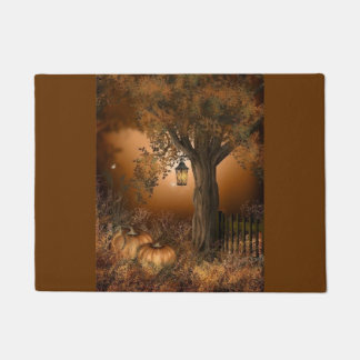 Fall pumpkins and lantern door mat