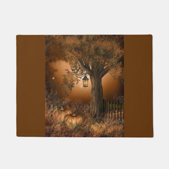 Fall pumpkins and lantern door mat (Front)