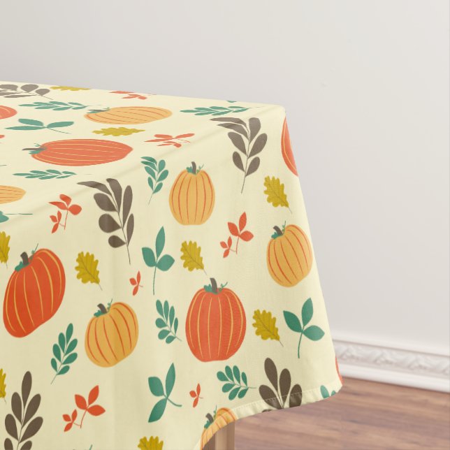 Fall Pumpkins and Leaves Tablecloth (In Situ)