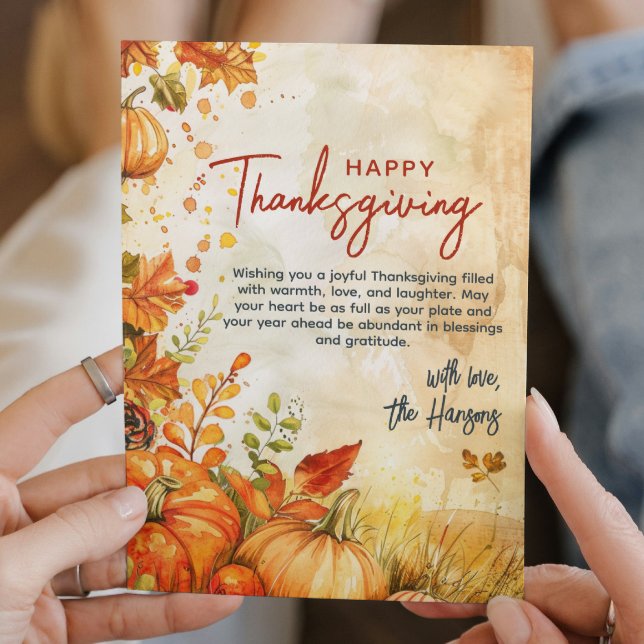 Fall Pumpkins and Leaves Thanksgiving Holiday Card (Creator Uploaded)