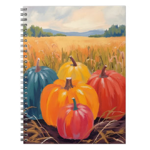 Fall Pumpkins Autumn Landscape Watercolor Notebook