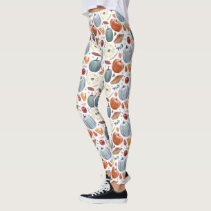 Fall Pumpkins & Autumn Leaves Pattern Leggings