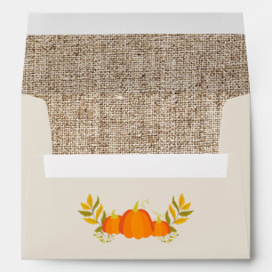 Fall Pumpkins Burlap Return Address Envelopes