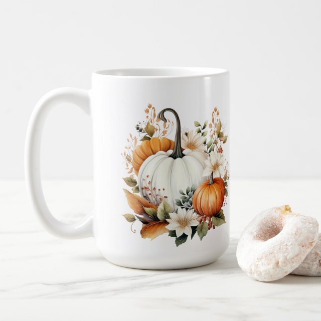 Fall Pumpkins  Coffee Mug (With Donut)
