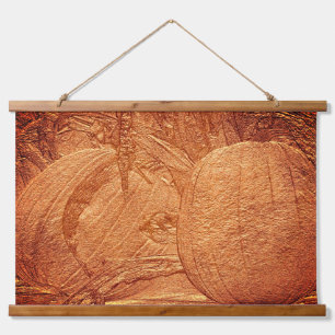 Fall Pumpkins Cornstalks Sculpted Effect Hanging Tapestry