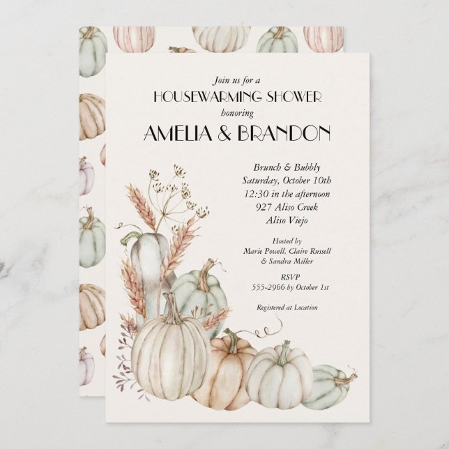 Fall Pumpkins Couples Wedding Shower  Invitation (Front/Back)