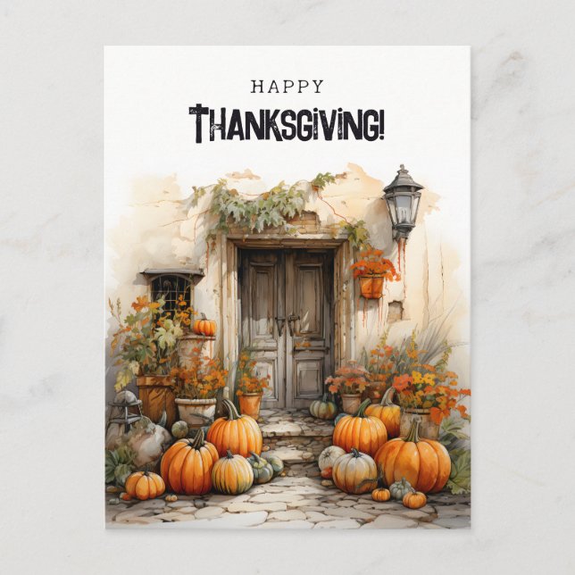 Fall Pumpkins Happy Thanksgiving Postcard (Front)