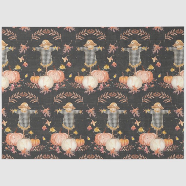 Fall Pumpkins Harvest Floral Autumn Leaf Decoupage Tissue Paper (Front)