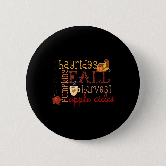 Fall Pumpkins Hayrides Harvest Apples Ciders Autum 6 Cm Round Badge (Front)