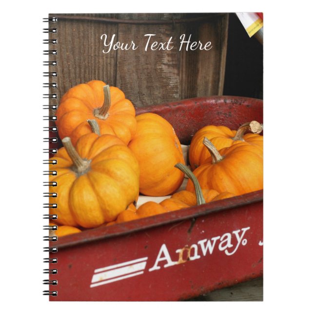 Fall Pumpkins In Old Red Wagon   Notebook (Front)