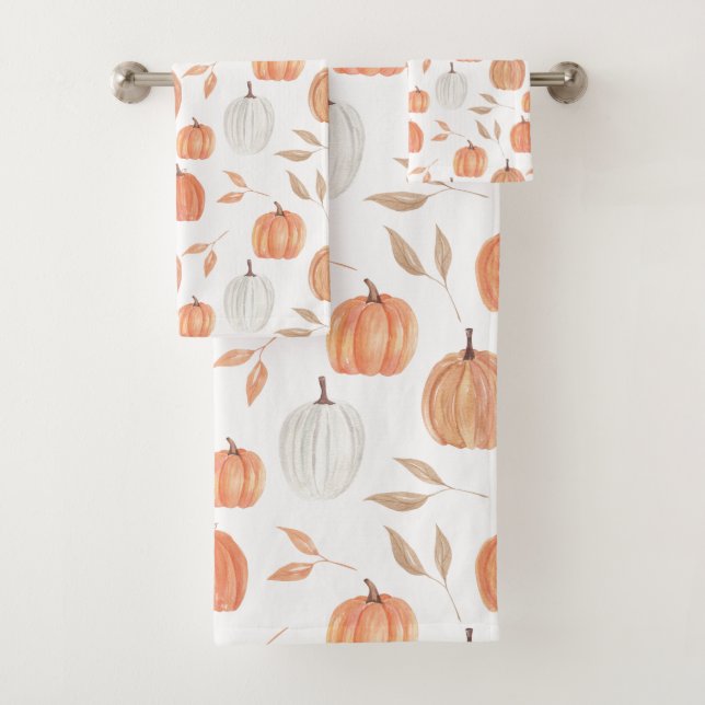 Fall Pumpkins & Leaves Bath Towel Set (Insitu)