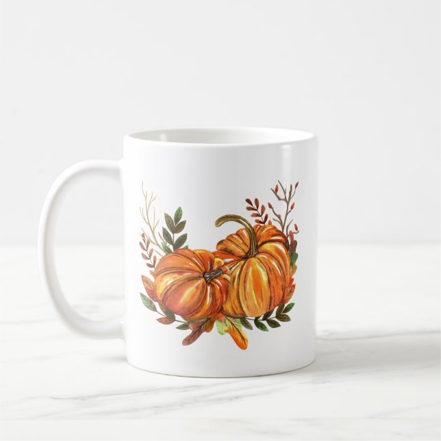 Fall Pumpkins Leaves Coffee Mug (Left)