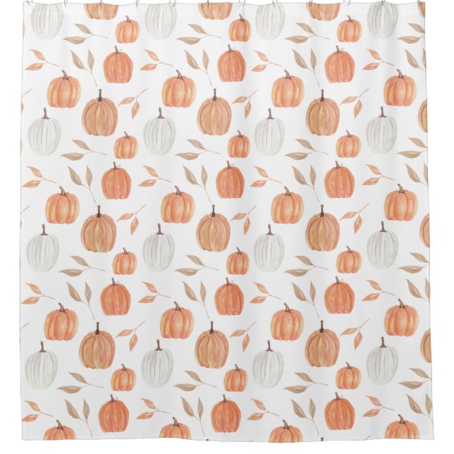 Fall Pumpkins & Leaves Shower Curtain (Front)
