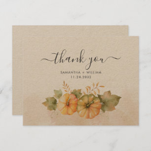 Fall Pumpkins Leaves Wedding Thank You Card