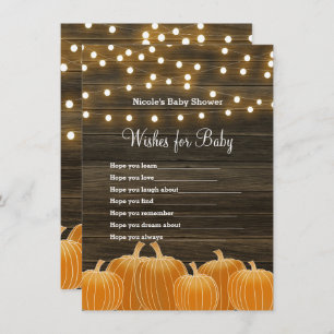 Fall Pumpkins & Lights Wishes for Baby Shower Game Invitation