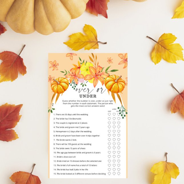 Fall Pumpkins - over or under bridal shower game (Creator Uploaded)