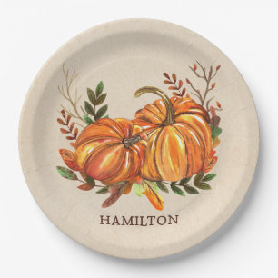 Fall Pumpkins Paper Plate