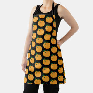 Fall Pumpkins Pattern Black Apron
