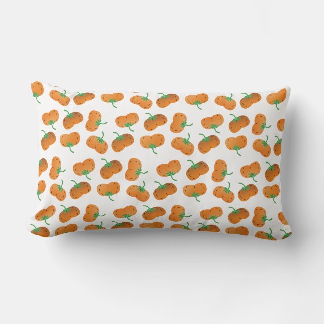 Fall Pumpkins Pattern Harvest Orange Lumbar Cushion (Front)