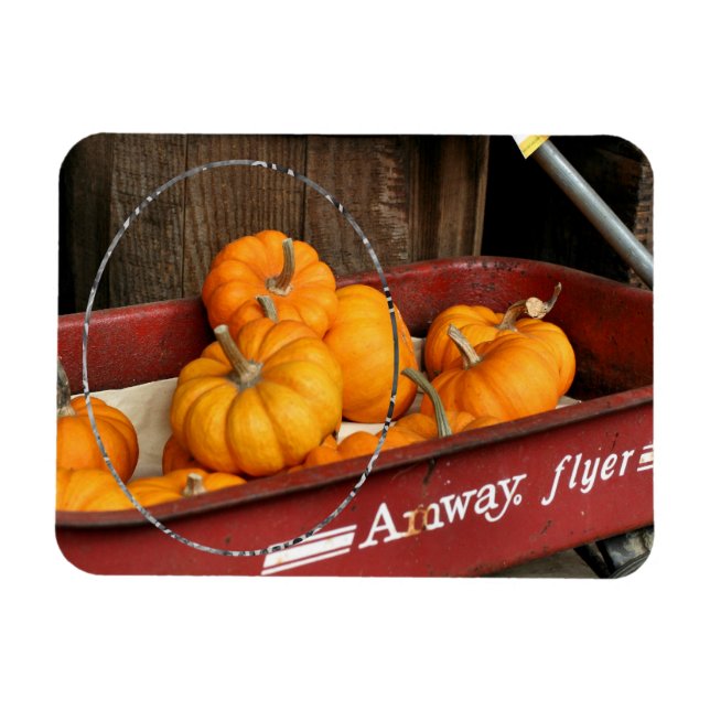 Fall Pumpkins Red Wagon Add Your Photo Magnet (Horizontal)