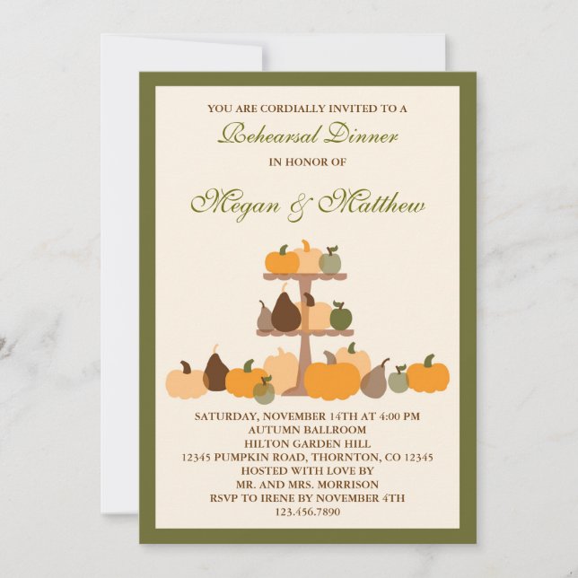 Fall Pumpkins Rehearsal Dinner Invitation (Front)