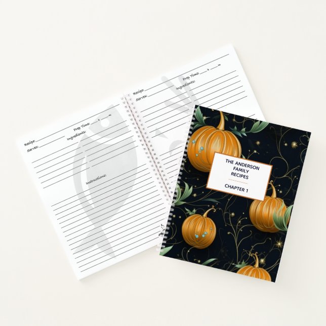 Fall Pumpkins Sparkles Design Family Recipe Book (Inside)