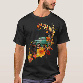 Fall Pumpkins Sunflower Truck Autumn Season T-Shirt