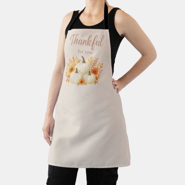 Fall Pumpkins & Sunflowers | Elegant Thanksgiving Apron (Insitu)