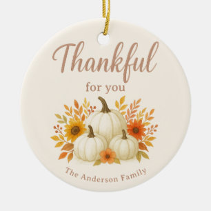 Fall Pumpkins & Sunflowers   Elegant Thanksgiving Ceramic Tree Decoration